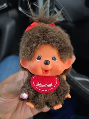 Monchhichi Original Brown Plush Doll with Red Bib - Classic Cute Companion 🤩$80